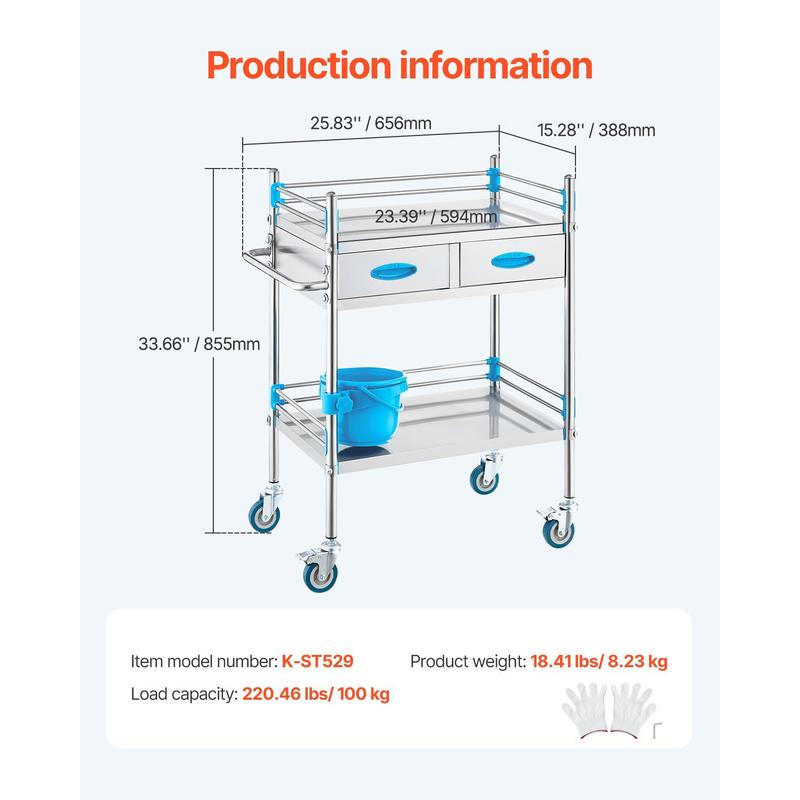 Lab Serving Cart, 2 Layers Sta – Medical Lab Hospital recenzja i cena