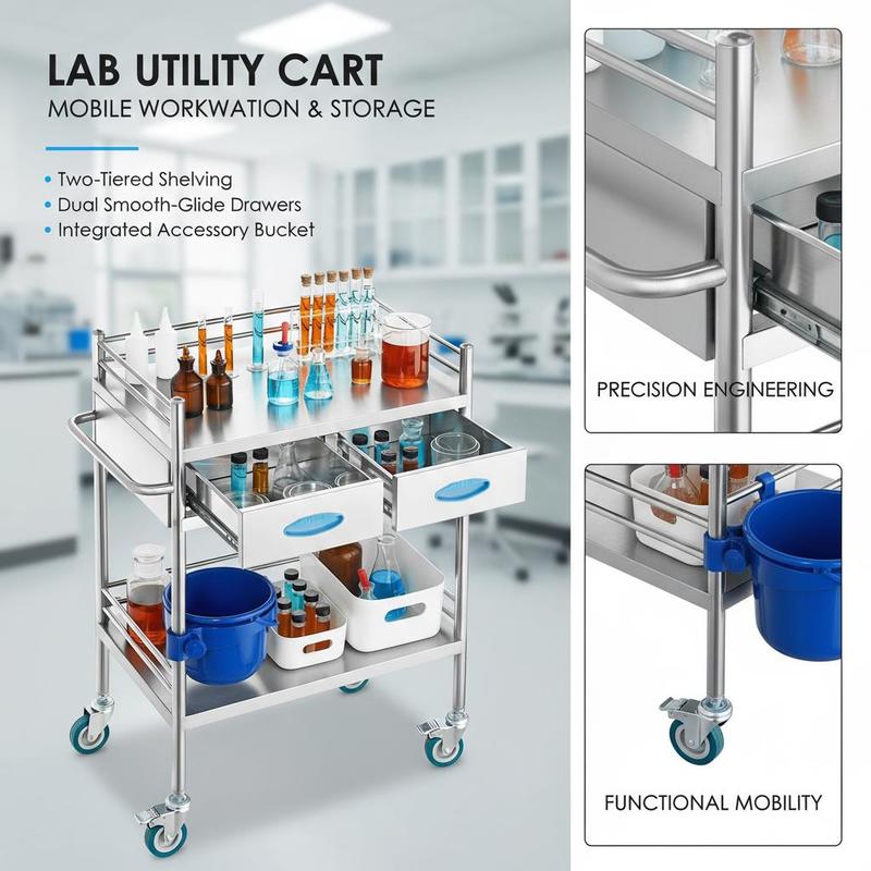 Lab Serving Cart, 2 Layers Sta – Medical Lab Hospital recenzja i cena