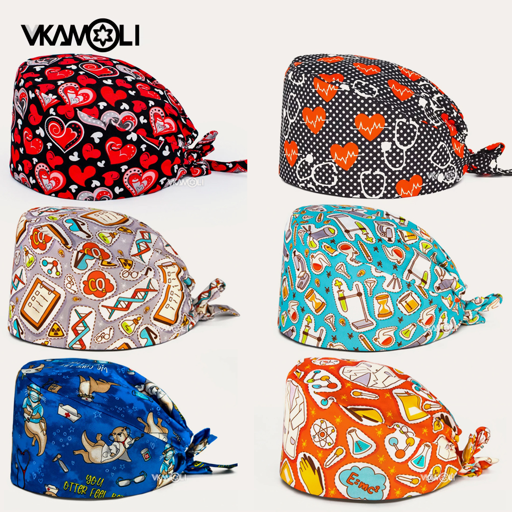 Scrub caps with heart pattern  – Medical Lab Science recenzja i cena